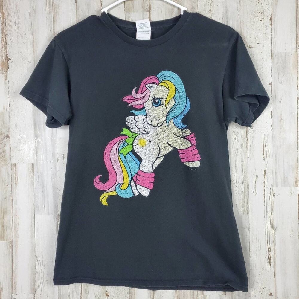 My Little Pony Crew Graphic Casual Everyday Shirt Size Small Black Women